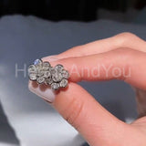 1ct Round Cut Moissanite Flower Stud Earrings For Women 14k White Gold Plated