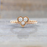 1ct Round Cut Moissanite Heart Shape Twisted Engagement Ring 14k RoseGold Plated