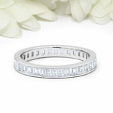 2ct Baguette Cut VVS1D Diamond Wedding Band Full Eternity 14k White Gold Finish