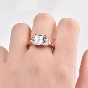 1.8ct Princess Cut Diamond Engagement Ring 14k Rose Gold Finish Antique Vintage