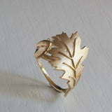 Leaf Petal Women Engagement Ring 14k Yellow Gold Finish