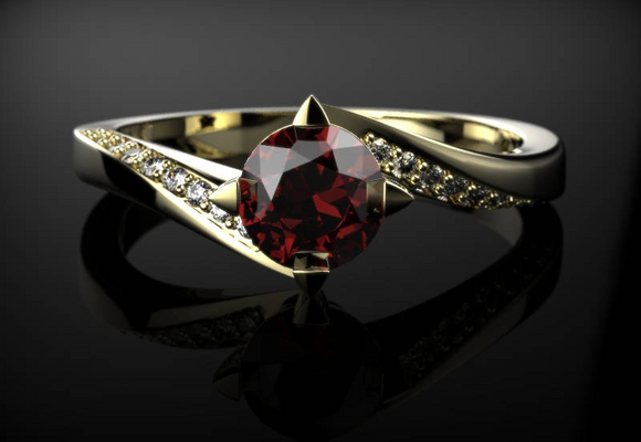 1ct Round Cut Red Garnet Engagement Ring 14k Yellow Gold Finish Swirl Solitaire