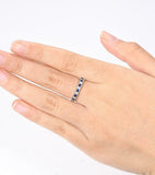 1.3ct Round Cut Alternate Sapphire Diamond Half Eternity Band 14k WhiteGold Over