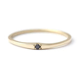 0.1ct Round Cut Black Diamond Engagement Ring 14k Yellow Gold Finish Minimalist