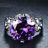 4ct Round Cut Purple Amethyst Engagement Ring 14k WhiteGold Finish Antique Women