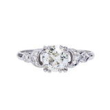 2ct Round Diamond Engagement Ring Antique Solitaire Accent 14k White Gold Finish