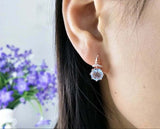 2.56ct Dangle Earrings Round Cut Blue Aquamarine Stylish 14k Rose Gold Finish