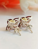 2ct Trillion Cut Simulated Red Garnet Unique Stud Earrings 14k White Gold Plated