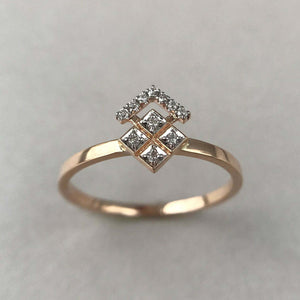 Square Crown Design Engagement Ring 1.2ct Round Cut Diamond 14k Rose Gold Finish