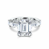 Solitaire with Accent Milgrain Ring 2ct Emerald Cut Diamond 14k WhiteGold Finish