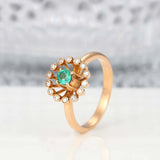 2ct Round Green Emerald Engagement Ring Sunshine Halo Floral 14k YellowGold Over