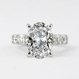 4Ct Oval Cut Diamond Iced Eternity Solitaire Engagement Ring 14K White Gold Over