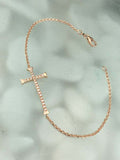 1.2ct Round Cut VVS1/D Diamond Cross Chain Design Bracelet 14k Rose Gold Finish