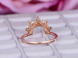 1.5ct Round Cut Diamond Crown Tiara Shape Women Wedding Band 14k Rose Gold Over