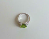 2ct Engagement Ring Round Cut Green Peridot Split Shank 14k White Gold Finish