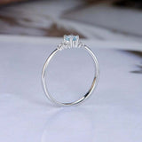 1ct Round Blue Aquamarine Engagement Ring Petite Minimalist 14k White Gold Over