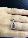 1.7ct Emerald Cut Peach Morganite Halo Pendant 14k White Gold Finish NO CHAIN