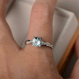 1ct Round Cut Aquamarine Engagement Ring Twisted Infinity 14k White Gold Finish