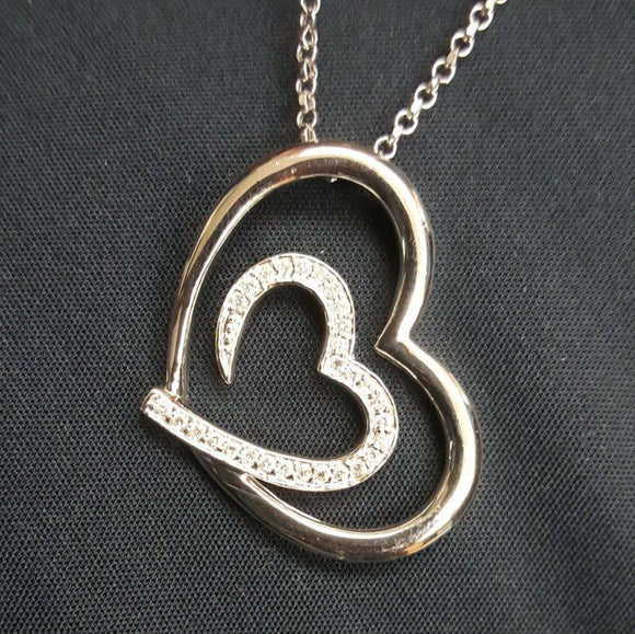 1ct Round Diamond Unique Open Double Heart Pendant 14k Yellow Gold Over NO CHAIN