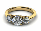 1.5ct Round Cut Diamond Three Stone Style Engagement Ring 14k WY Gold Finish