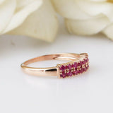 1.5ct Round Pink Ruby Wedding Band Stackable Half Eternity 14k Rose Gold Finish