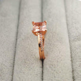 1.5ct Princess Morganite Diamond Accent with Solitaire Ring 14k Rose Gold Finish