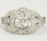 5Ct Round Cut Diamond Antique Vintage Engagement Ring 14K White Gold Finish