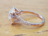 2.5ct Cushion Cut VVS1 Diamond Double Halo Engagement Ring 14k Rose Gold Finish