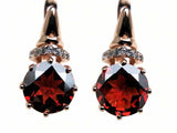 2.56ct Dangle Earrings Round Cut Red Garnet Stylish 14k Rose Gold Finish