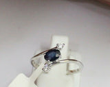 0.9ct Oval Cut Blue Sapphire Diamond ByPass Engagement Ring 14k White Gold Over