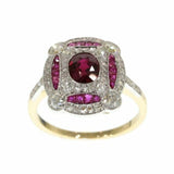 4Ct Round Pink Ruby Diamond Estate Vintage Art Deco Ring 14K Yellow Gold Finish