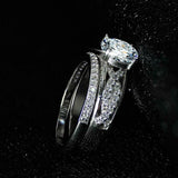 4Ct Round Cut Diamond Bridal Set Solitaire Split Band Ring 14K White Gold Finish