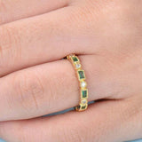 1ct Baguette Cut Green Emerald Stackable Eternity Women Band 14k YellowGold Over