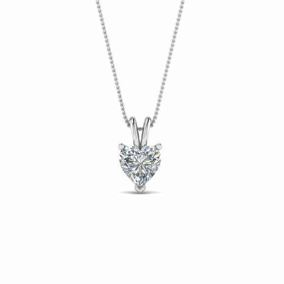 0.5ct Heart Cut VVS1 D Diamond Solitaire Pendant 14k White Gold Finish NO CHAIN