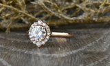 1.2ct Round Cut Diamond Engagement Ring 14k Rose Gold Finish Halo Bridal Wedding