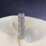 4.1ct Emerald Cut Diamond Full Eternity Iced Wedding Band 14k White Gold Finish