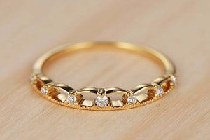 0.6ct Round Cut Diamond Wedding Band Stylish Stackable 14k Yellow Gold Finish