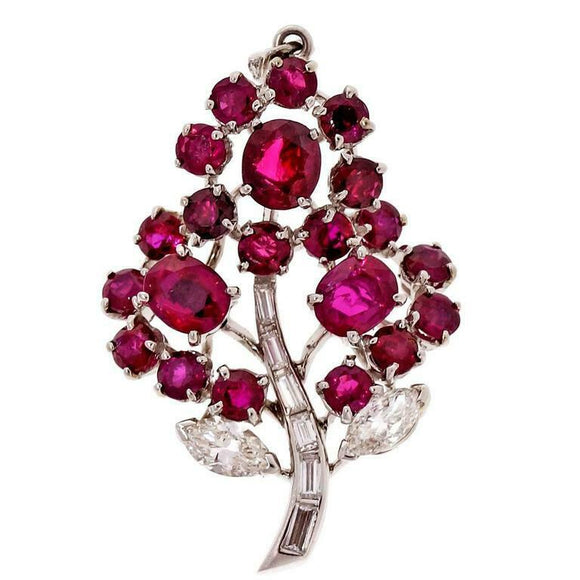 2ct Oval Round Cut Pink Ruby Flower Unique Pendant 14k WhiteGold Finish NO CHAIN