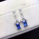 2.2ct Drop Earrings Emerald Cut Blue Tanzanite Partywear 14k White Gold Finish