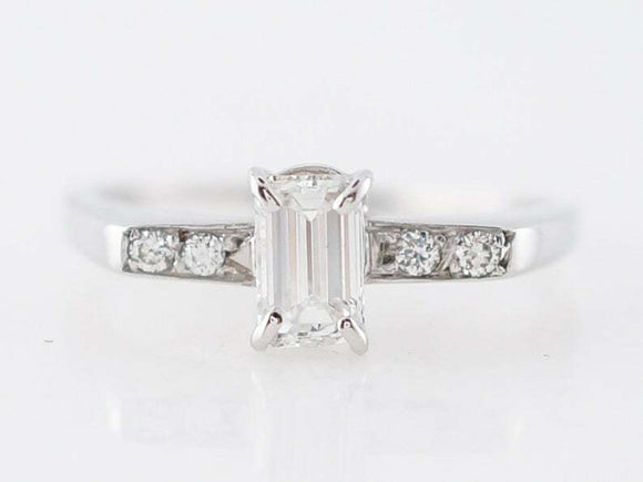 2ct Emerald Cut Diamond with Accent Solitaire Engagement Ring 14k WhiteGold Over