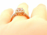 3Ct Round Cut Peach Morganite Diamond Halo Engagement Ring 18K Rose Gold Finish