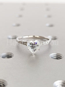 1ct Heart Simulated Diamond Solitaire with Accents Ring 14k White Gold Plated