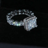 6Ct Princess Cut Diamond Cocktail Eternity Engagement Ring 14K White Gold Finish