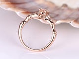 1ct Oval Cut Peach Morganite Bamboo Design Engagement Ring 14k Rose Gold Finish