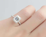 1.5ct Emerald Cut Diamond Engagement Ring Round Accent Halo 14k WhiteGold Finish