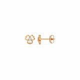 0.3ct Stud Earrings Round Cut Diamond Flower Design 14k Rose Gold Finish