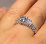 2.5ct Round Cut Diamond Engagement Ring 14k White Gold Finish Trilogy Vintage