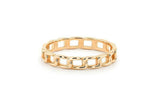 Open Cuban Link Engagement Ring 14k Yellow Gold Finish