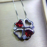 2ct Red Garnet Pendant Heart Cut Valentine Heart 14k White Gold Finish NO CHAIN