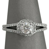 2.3Ct Round Cut Diamond Split Shank Halo Engagement Ring 14K White Gold Finish